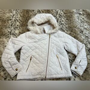 Gymboree Quilted White Kids Jacket with Faux Fur Trim Sz M 7/8
